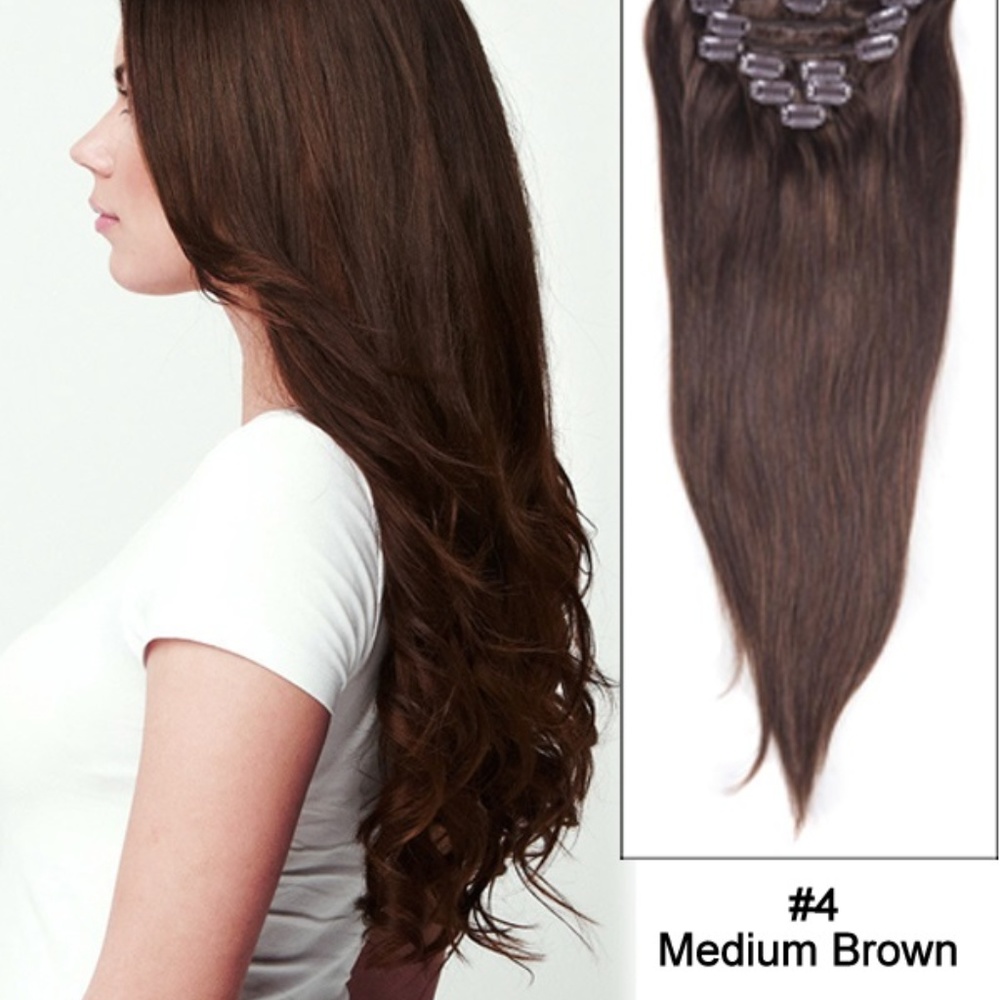 18"  Wave Curly Hair Extensions #4 Medium Brown